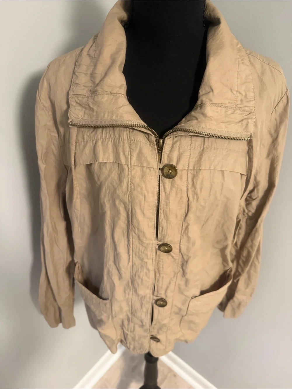 Laura Ashley Taupe Lightweight Button Jacket